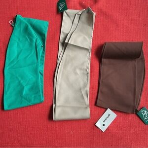 Set of Three Girl Scout sashes in Green, Beige, and Brown